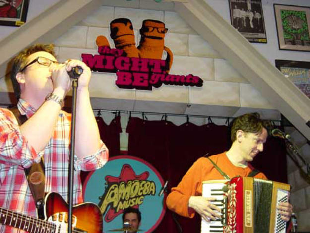 John Linnell and John Flansburgh on stage