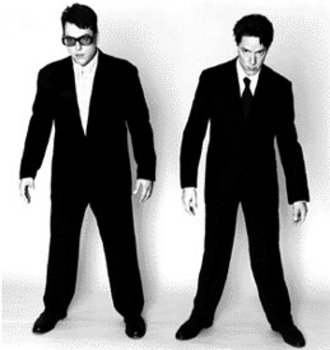 black and white John Linnell and John Flansburgh picture
