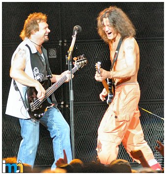 Michael Anthony and Eddie Van Halen onstage