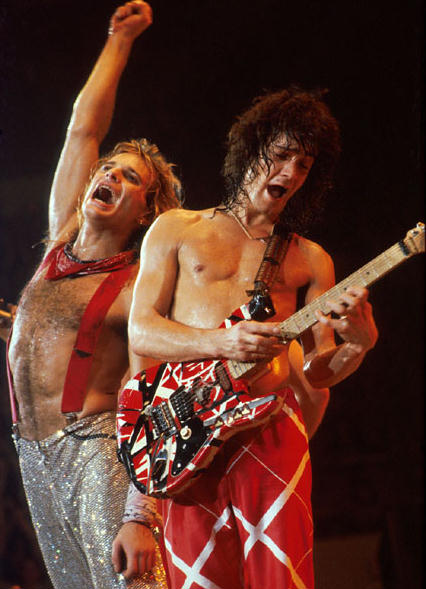 shirtless David Lee Roth and Eddie Van Halen photo