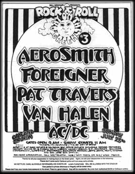 Aerosmith, Foreigner, Pat Travers, Van Halen, AC/DC concert poster image