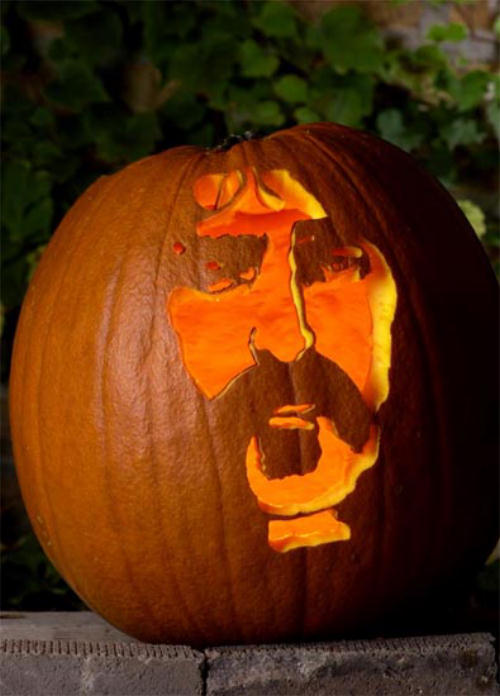 Frank Zappa pumpkin carved by Kenny Wallin