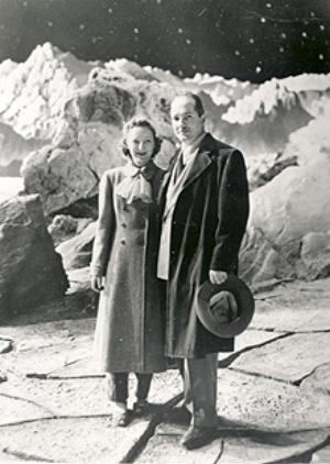 Robert and Virginia Heinlein on the set of his movie Destination Moon
