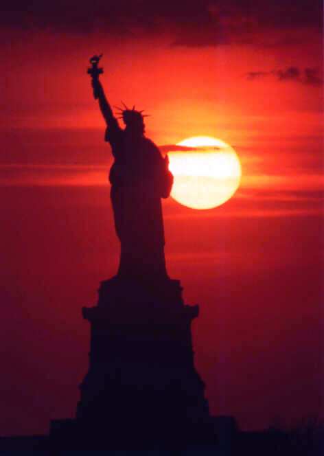 sunset on Lady Liberty