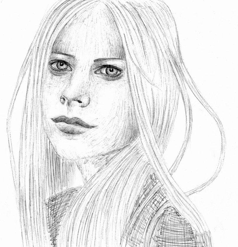 beautiful sketch drawing of Avril Lavigne
