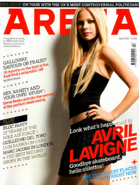 Avril Lavigne on the cover of Arena magazine