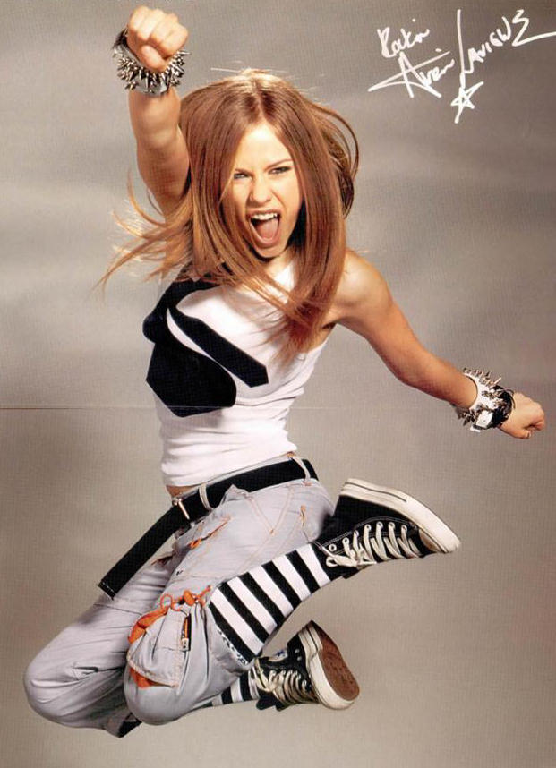 Avril Lavigne jumping for joy