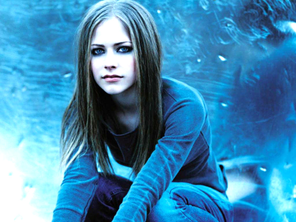 blue Avril Lavigne desktop background