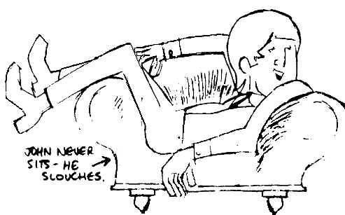 cartoon drawing of John Lennon slouching